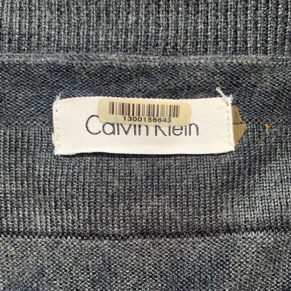 Calvin Klein Women's Gray Scoop Neck Short Sleeve Striped Midi Sweater Dress - Picture 7 of 9